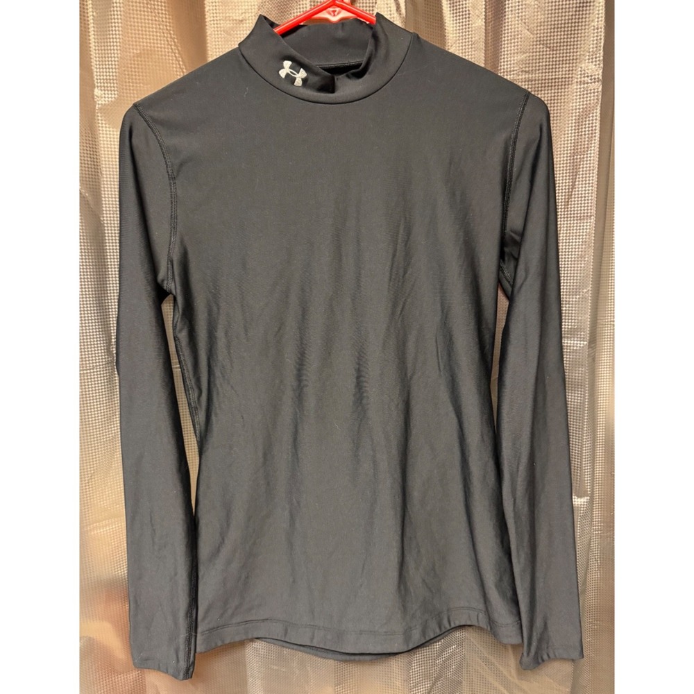 Mens Under Armour Cold Gear Black Compression Long Sleeve Shirt Lg Mock Neck